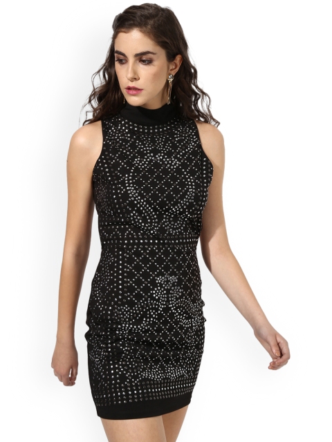 

Kazo Women Black Embellished Bodycon Dress