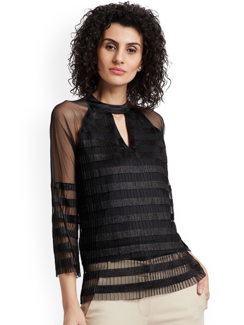 

Kazo Women Black Self Design Top