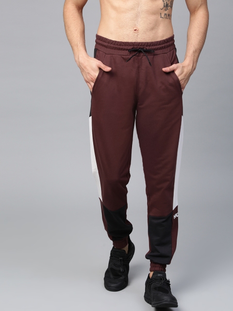 

HRX by Hrithik Roshan Men Burgundy & Black Colourblocked Slim Fit Athleisure Joggers