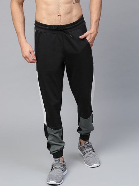 

HRX by Hrithik Roshan Men Black & Charcoal Grey Colourblocked Joggers