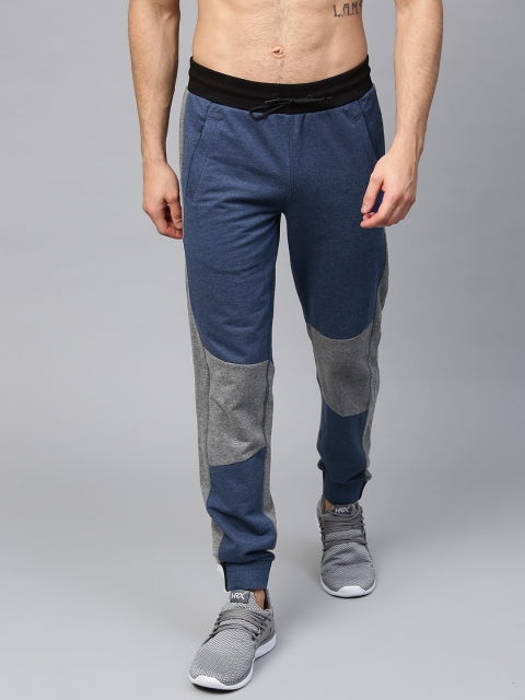 

HRX by Hrithik Roshan Men Navy Blue & Grey Colourblocked Slim Fit Athleisure Joggers