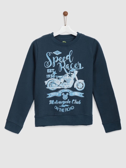 

YK Boys Navy Blue Printed Sweatshirt