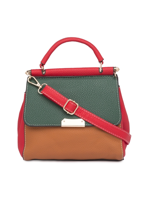 

Satchel Bags Green & Red Colourblocked Satchel