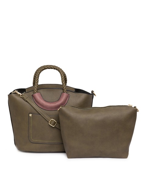 

Satchel Bags Set of 2 Textured Handbags, Olive