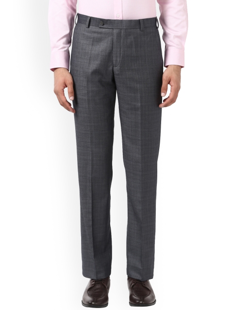 

Park Avenue Men Grey Slim Fit Checked Formal Trousers