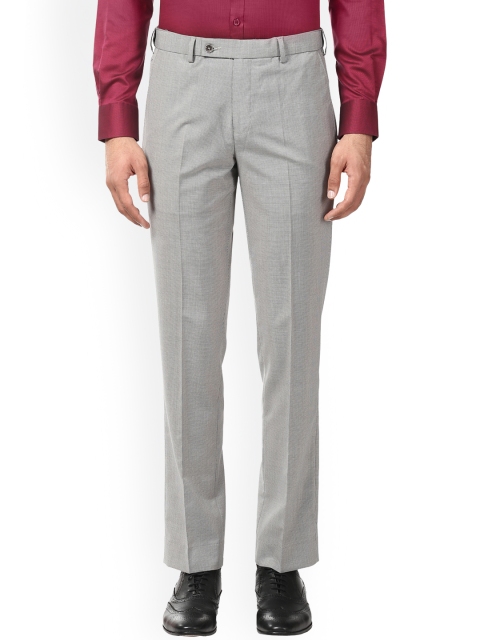

Park Avenue Men Grey Slim Fit Self Design Formal Trousers
