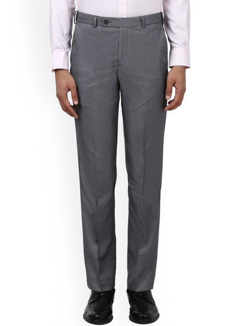 

Park Avenue Men Grey Slim Fit Self Design Formal Trousers