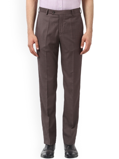 

Park Avenue Men Brown Slim Fit Self Design Formal Trousers