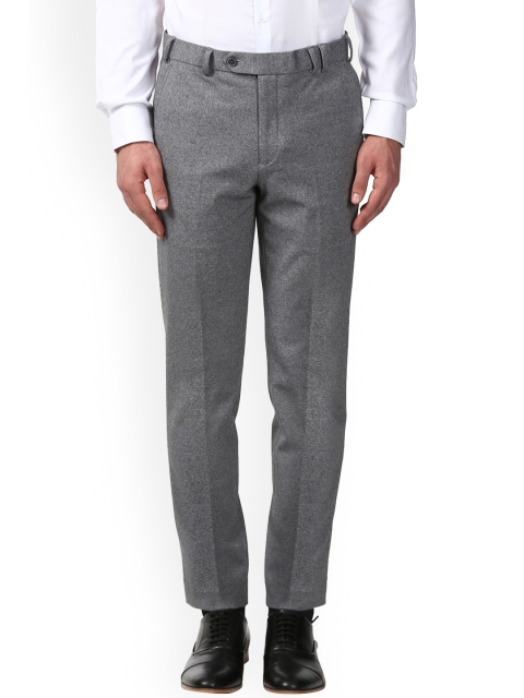 

Park Avenue Men Grey Slim Fit Self Design Formal Trousers