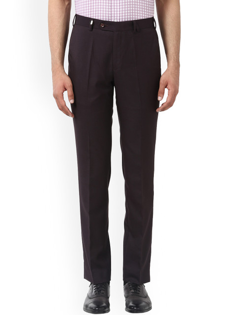 

Park Avenue Men Maroon Slim Fit Self Design Formal Trousers