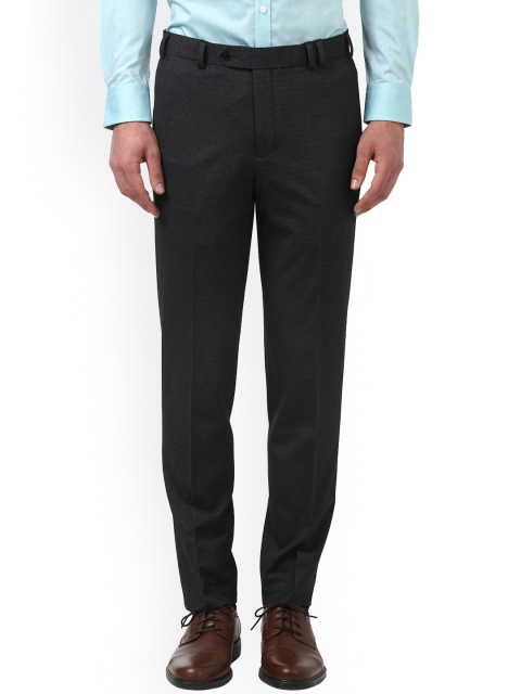 

Park Avenue Men Black Regular Fit Self Design Formal Trousers