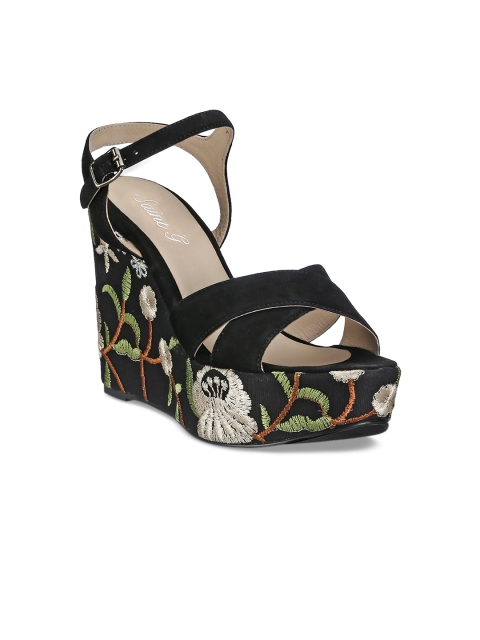 

Saint G Women Black Solid Leather Heels