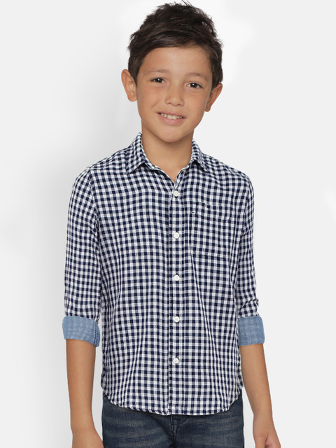 

GAP Boys' Blue & White Double-Weave Convertible Shirt