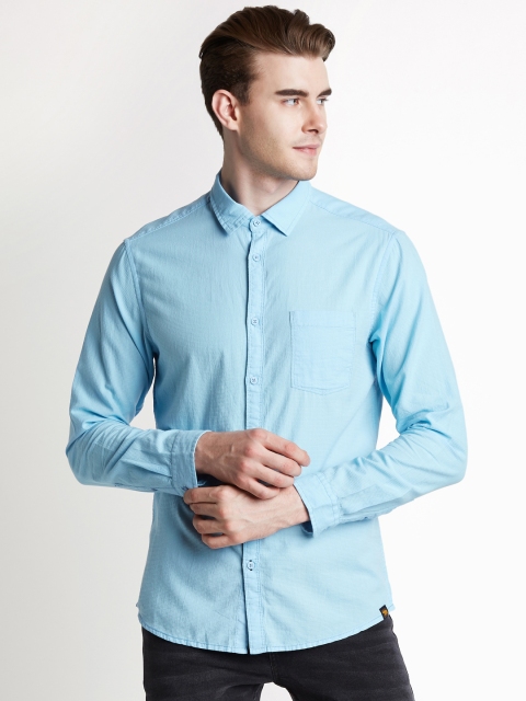

Urban Ranger by pantaloons Men Blue Slim Fit Self Design Casual Shirt