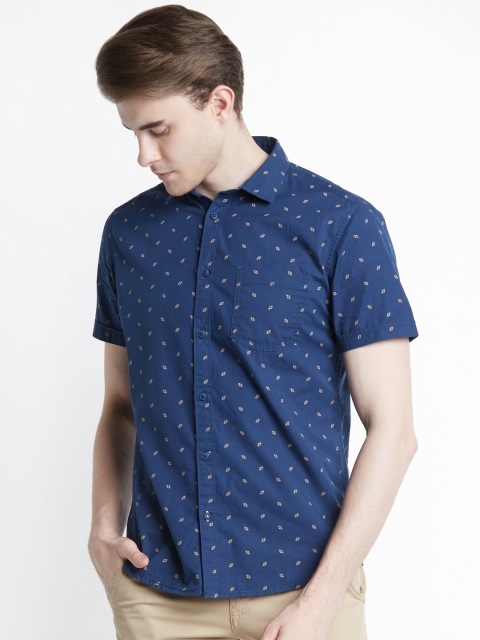 

Urban Ranger by pantaloons Men Blue Slim Fit Printed Casual Shirt