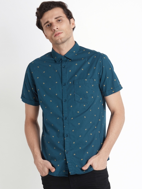 

Urban Ranger by pantaloons Men Blue Slim Fit Printed Casual Shirt