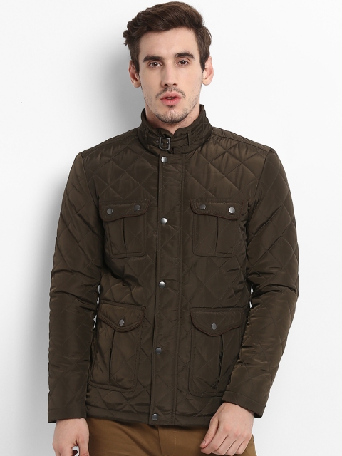 

Red Tape Men Olive Green Solid Quilted Jacket
