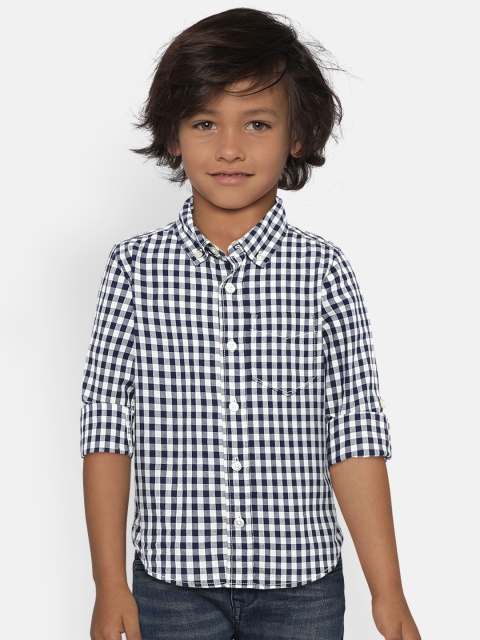 

GAP Baby Boys' Blue & White Gingham Checks Convertible Shirt