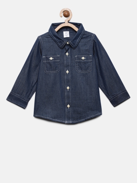 

GAP Baby Boys' Blue Chambray Long Sleeve Shirt