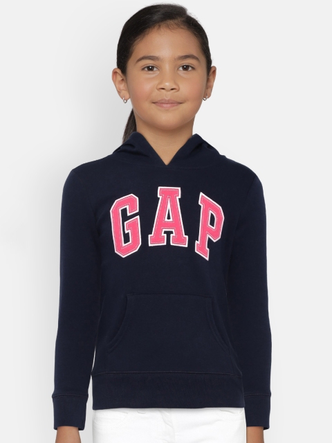 

GAP Girls' Navy Blue Logo Hoodie Sweatshirt in Fleece