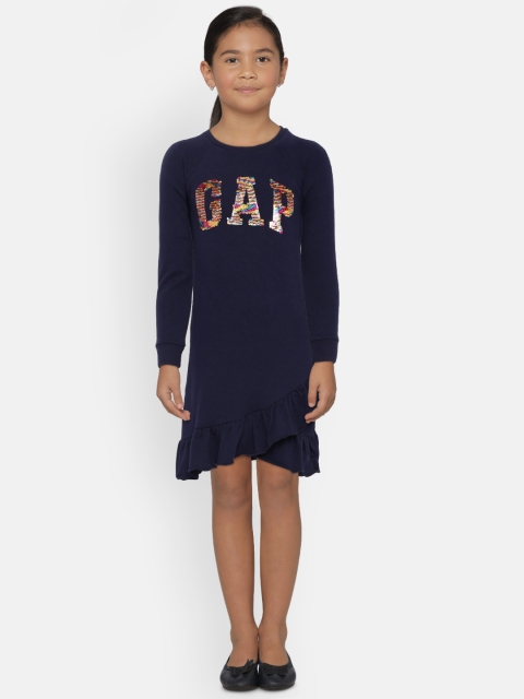 

GAP Girls' Flippy Sequin Logo Dress, Navy blue