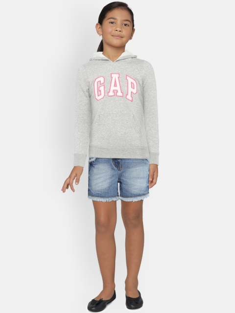 

GAP Girls' Grey Logo Hoodie Sweatshirt in Fleece