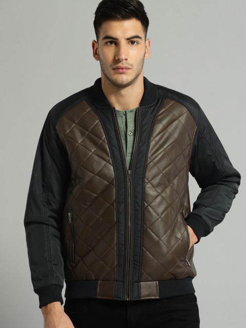 

Roadster Men Coffee Brown Checked Bomber