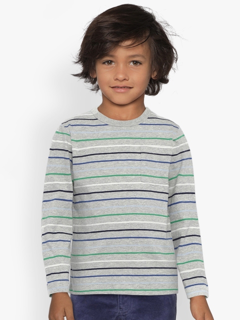 

GAP Boys' Grey Striped Long Sleeve T-Shirt