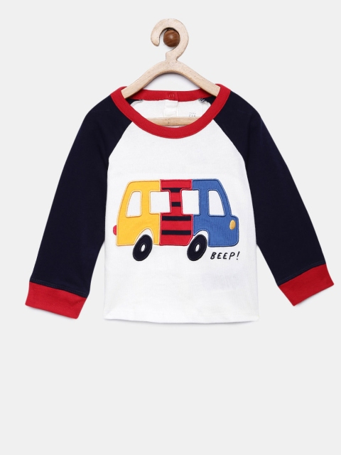 

GAP Boys' White & Navy Blue Raglan Sleeve Graphic Tshirt