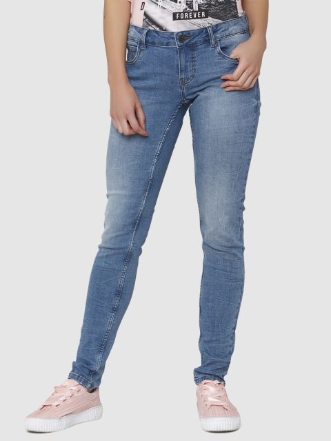 

Vero Moda Women Blue Regular Fit Mid-Rise Low Distress Stretchable Jeans