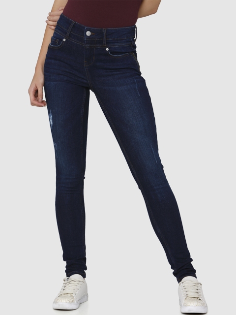 

Vero Moda Women Blue Regular Fit Mid-Rise Low Distress Stretchable Jeans