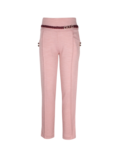 

CUTECUMBER Girls Peach-Coloured Embellished Regular Trousers