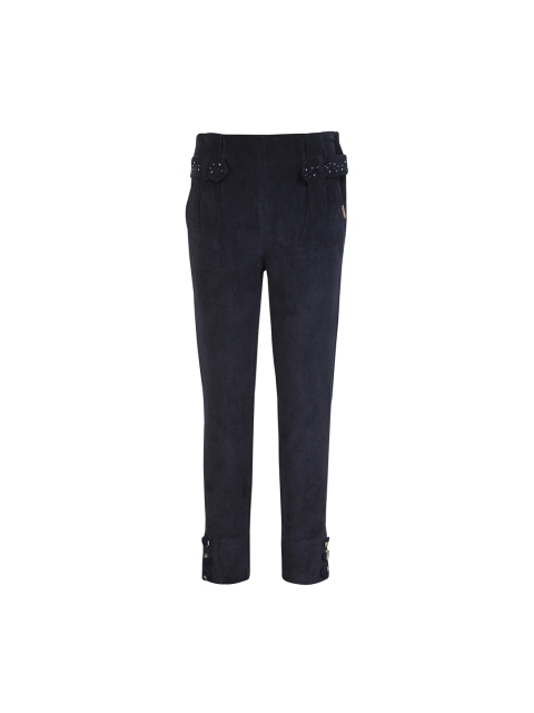 

CUTECUMBER Girls Navy Blue Embellished Regular Trousers