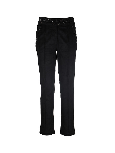 

CUTECUMBER Girls Black Smart Regular Fit Self Design Regular Trousers