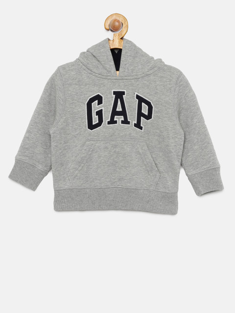 

GAP Boys' Grey Melange Logo Hoodie Pullover Sweatshirt
