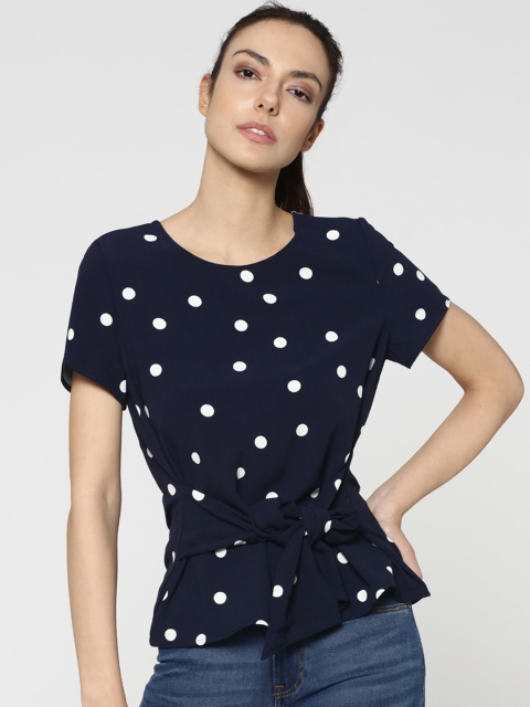 

ONLY Women Navy Blue Printed Peplum Top