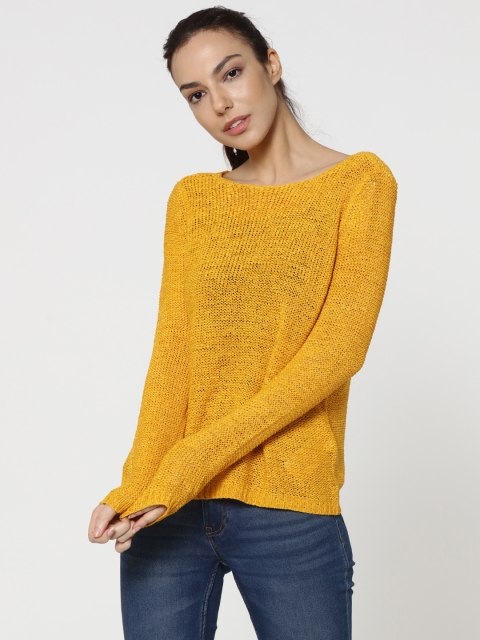 

ONLY Women Mustard Yellow Solid Pullover