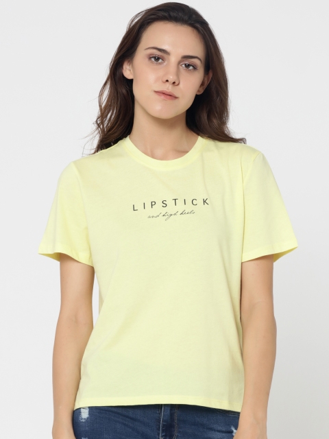 

ONLY Women Yellow Printed T-shirt