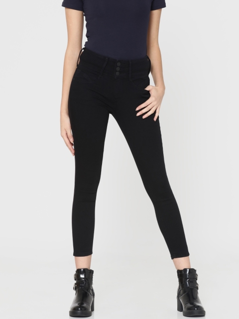 

ONLY Women Black Regular Fit Mid-Rise Clean Look Stretchable Cropped Jeans