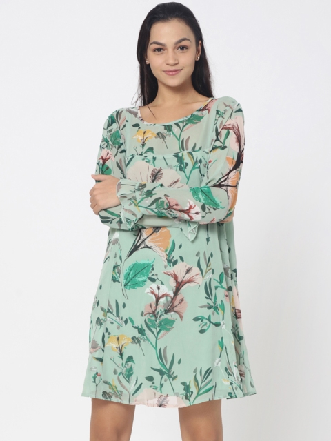 

ONLY Women Green Floral Printed A-Line Dress