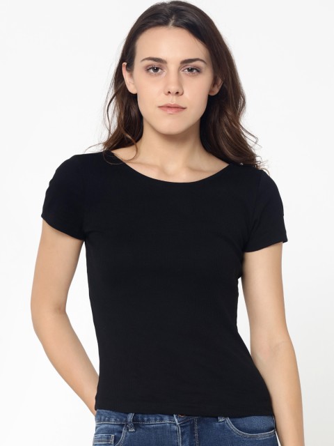 

ONLY Women Black Solid Styled Back Top
