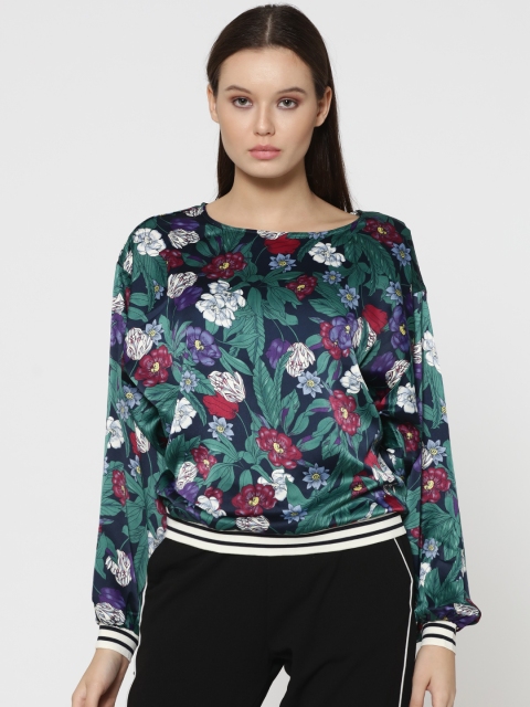 

ONLY Women Green Printed Styled Back Top