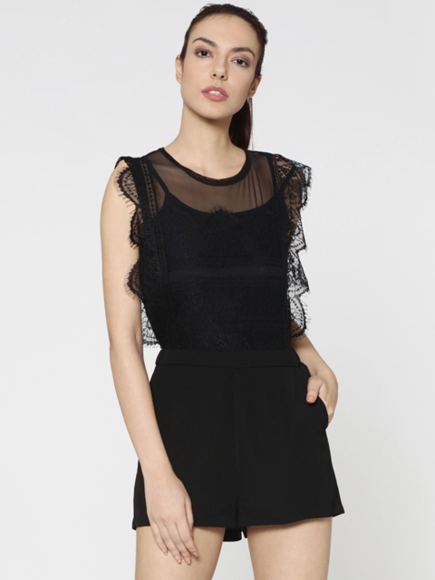 

ONLY Women Black Self Design Playsuit