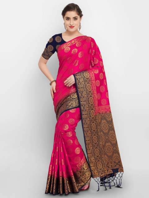 

Rajnandini Magenta Silk Blend Woven Design Kanjeevaram Saree