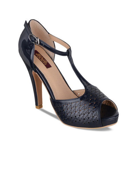 

SHUZ TOUCH Women Navy Blue Solid Peep Toes