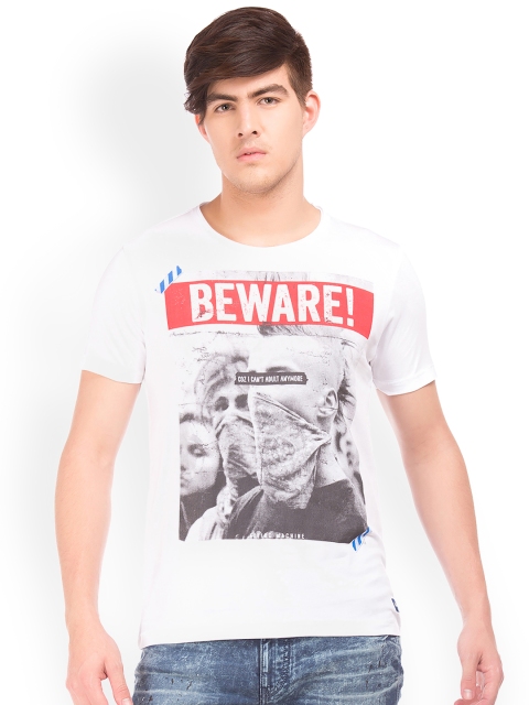 

Flying Machine Men White Printed Round Neck T-shirt