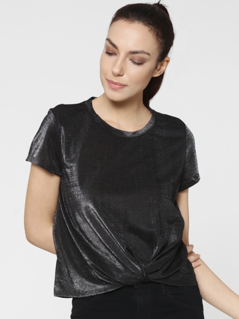 

ONLY Women Black Solid Sheen Top