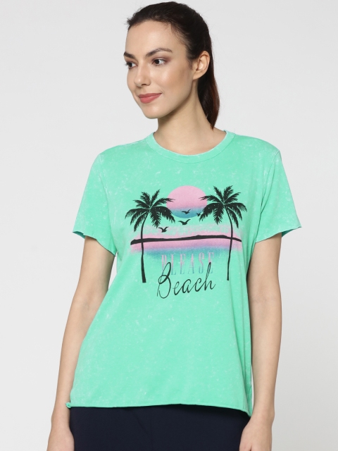 

ONLY Women Sea Green Printed T-shirt
