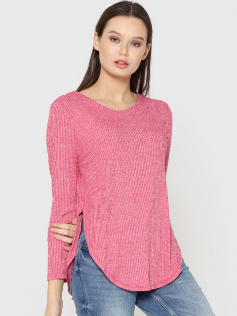 

ONLY Women Pink Self-Striped Top