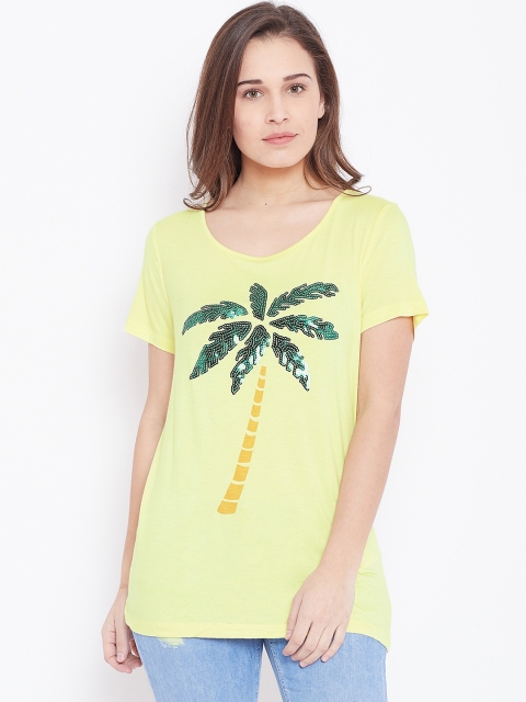 

ONLY Women Yellow Embellished Top